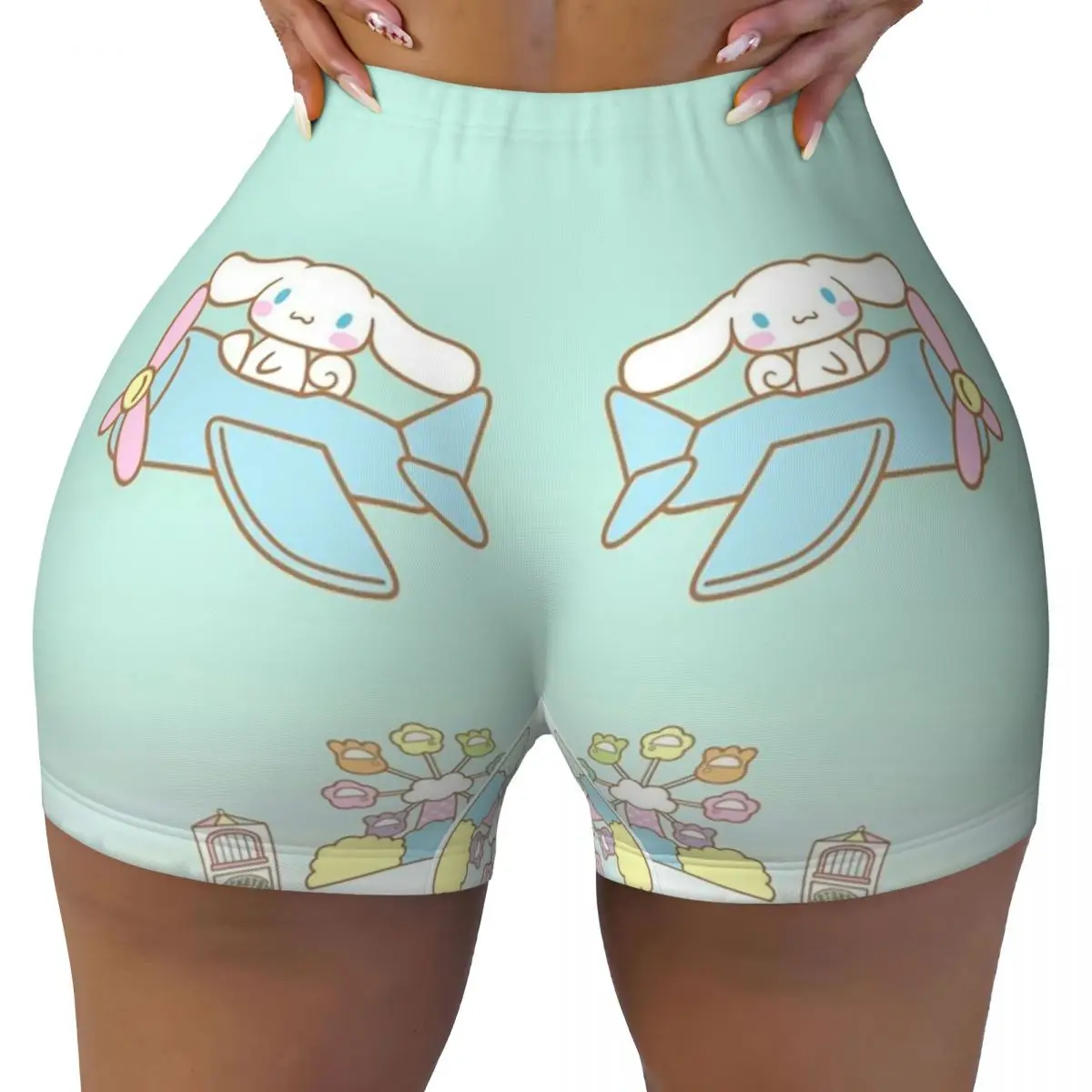 Custom Cinnamoroll New Anime Cartoons Workout Shorts for Women Gym Running Biker Yoga Shorts