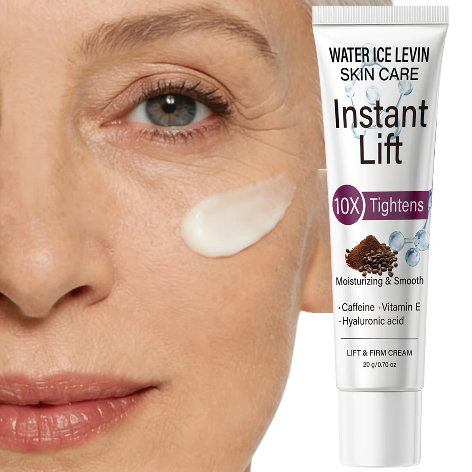 10X Tightening Eye Cream with Caffeine & Hyaluronic Acid, Instant Lift & Moisturizing