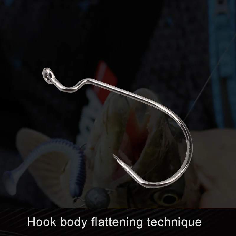 MEREDITH 50stk/parti Fiskebløde ormekroge High Carbon Steel Wide Super Soft Fish-5 Hooks Lure