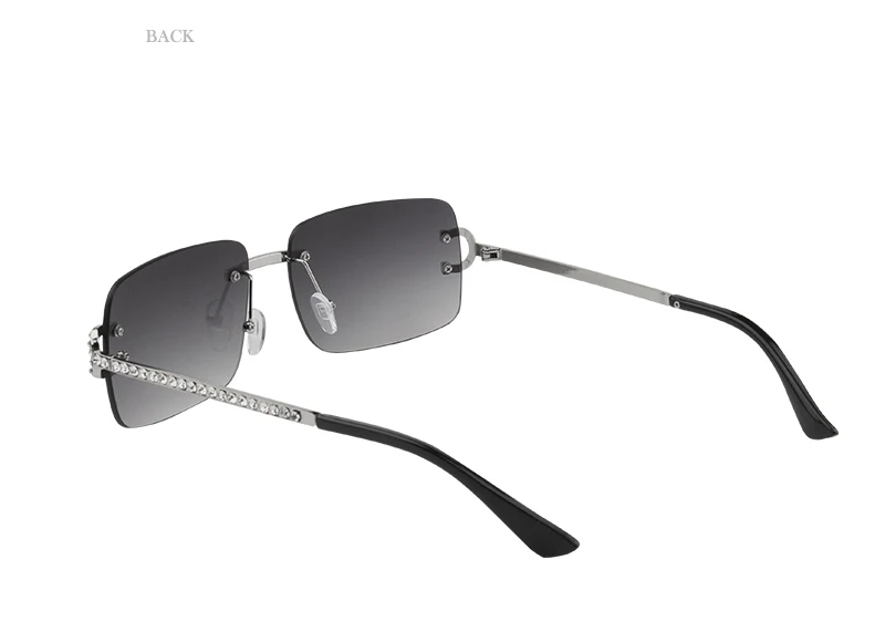 Kenbo Neue Randlose Rechteck Sonnenbrille Frauen Männer Shades Marke Designer Blingbling Diamant Sonnenbrille Retro Rahmenlose Sonnenbrille – Detail 6