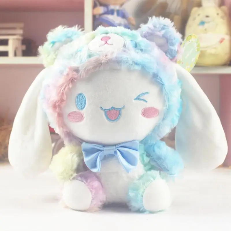 New Kawaii Sanrio Cinnamoroll My Melody Kuromi Pachacco Doll Panda Dressed Rainbow Rendering Plush Doll Gift