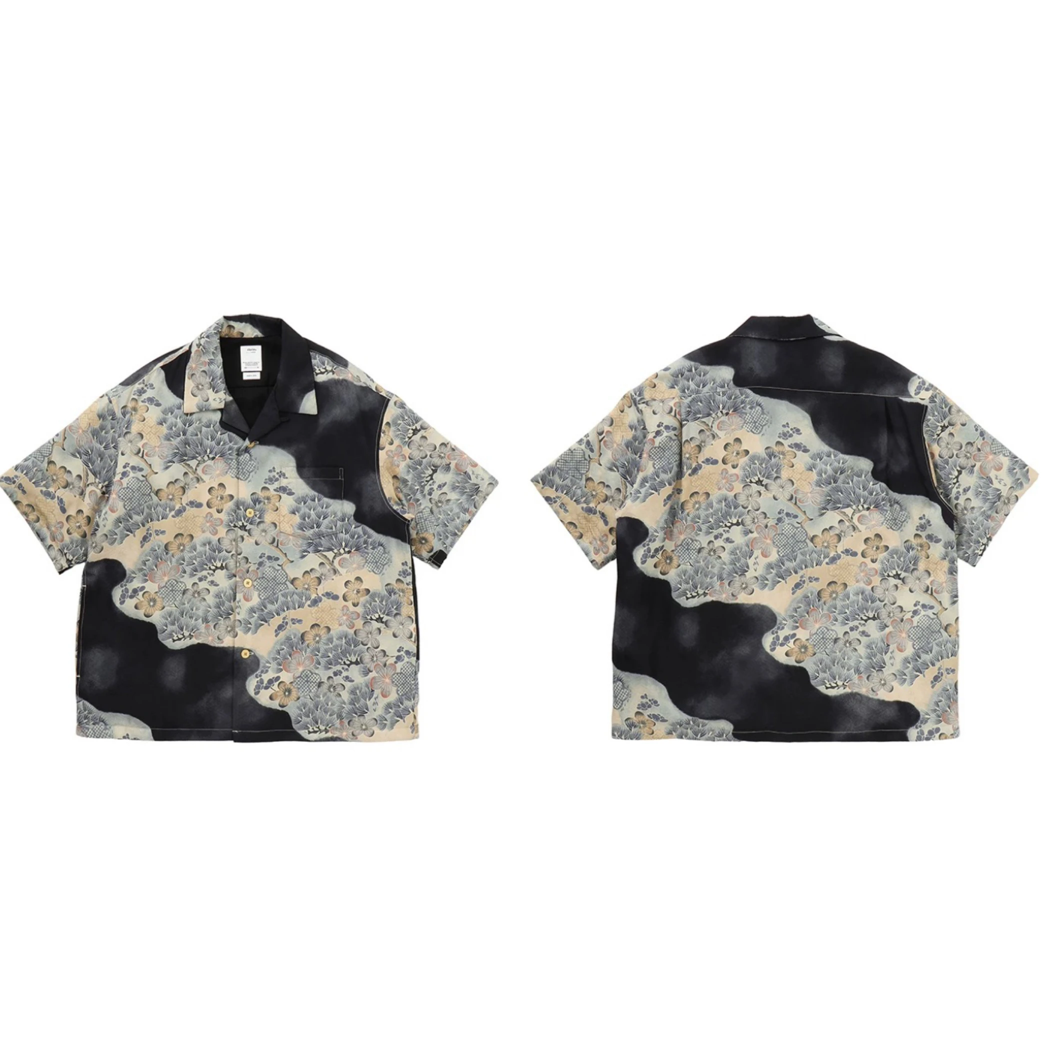 

Рубашка Visvim Crosby с цветочной вышивкой, короткий рукав, унисекс, дышащая, из смесового шелка и льна, винтажный стиль, для весны, лета и осени