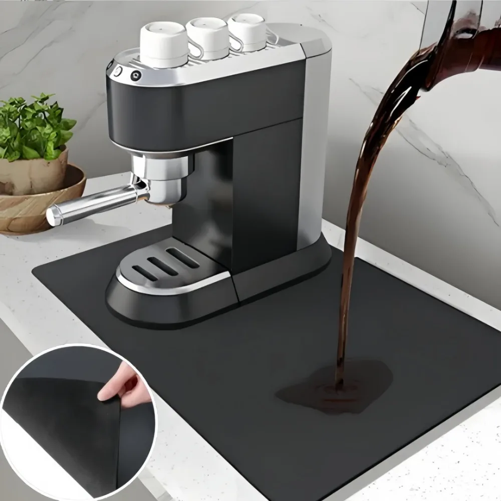 Tapete Super Absorvente de Borracha Antiderrapante de Secagem Rápida para Drenagem, Ideal para Máquinas de Café, Utensílios de Cozinha e Sousplats