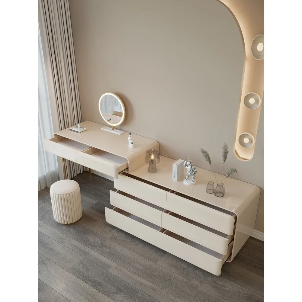 Master bedroom solid wood dressing table, bedroom desk, minimalist style, large capacity makeup table, cream air bed, tail bucke