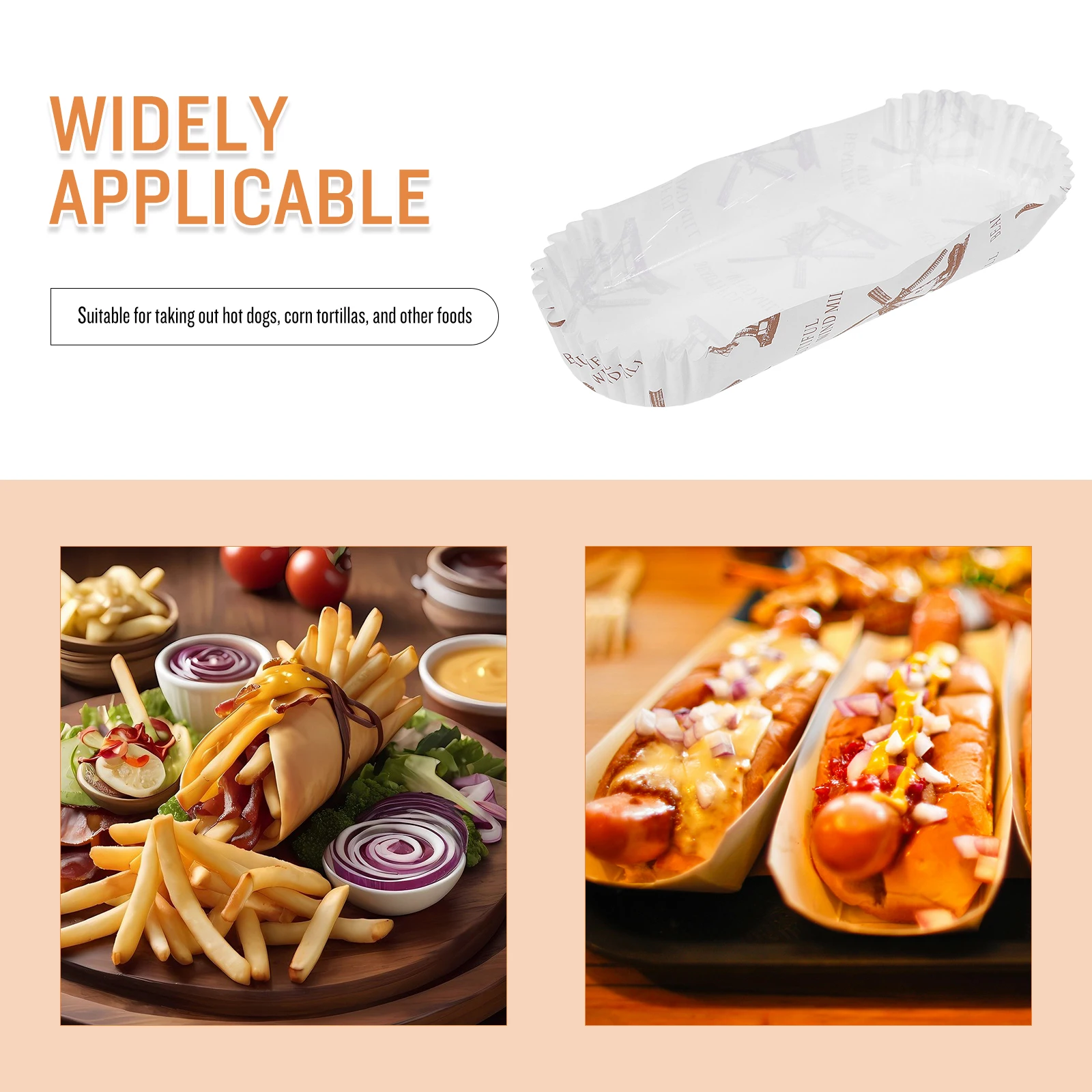 

100Pcs Hot Dog Trays Disposable Paper Snack Holders Grease-Proof Fried Food Containers Picnic Serving Party Snack