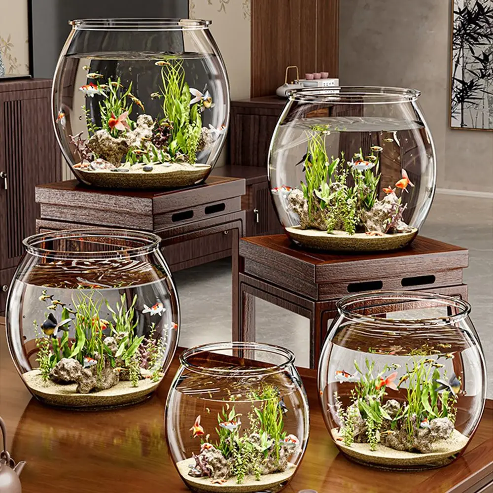 

Ultra Clear Round Fish Bowl Goldfish Bowl Household Desktop Fish Tank Decorative Shatterproof Desktop Small Aquarium