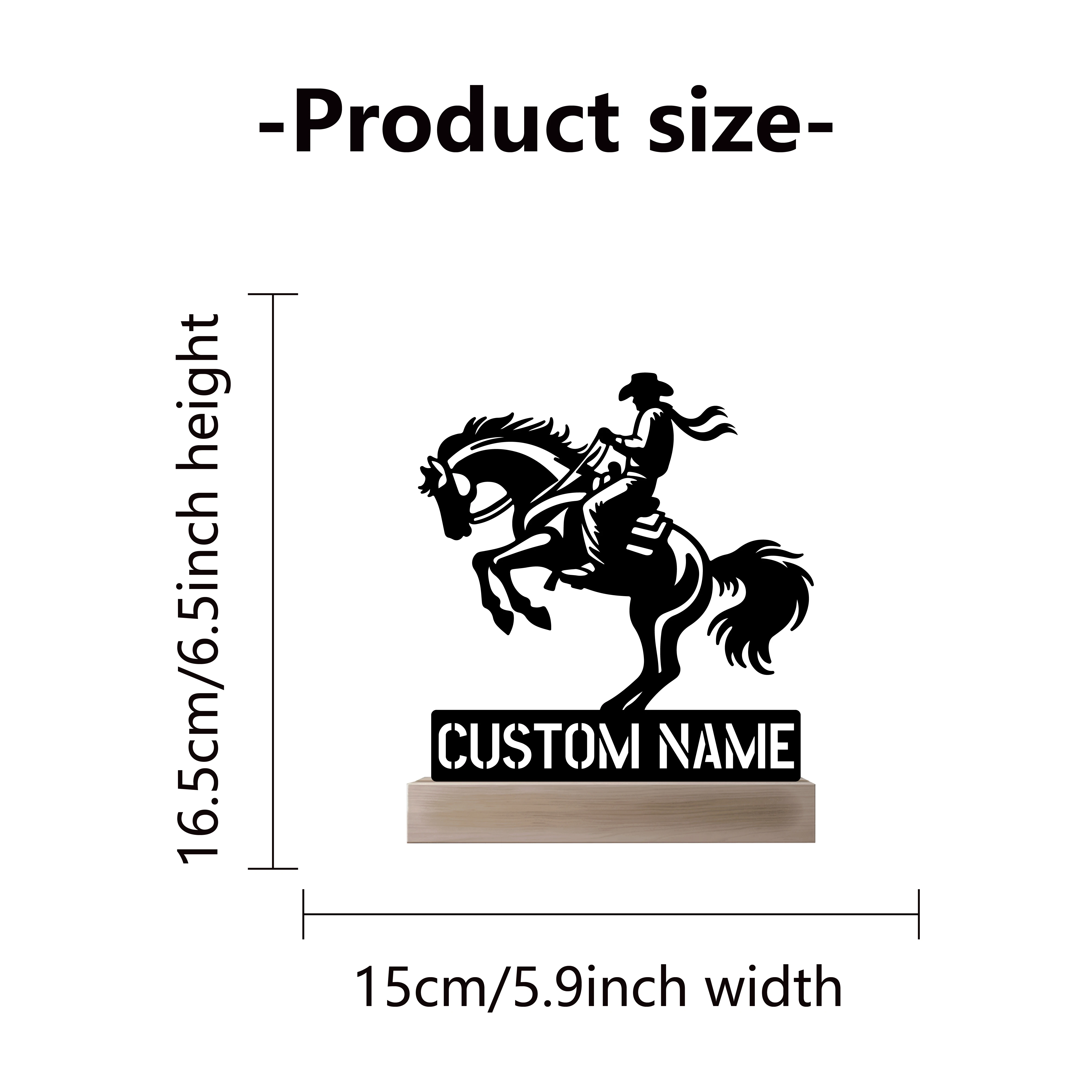 1pc Moderna Underling Nome personalizzato Statua in metallo con base in legno Ornamento in ferro Scultura in latta Artigianato d'arte con base in legno