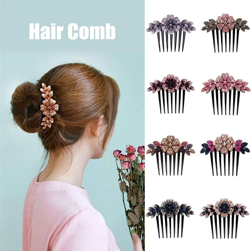 Women Hair Comb Rhinestone Crystal Hair Clips Hairpins Lady Bride Wedding Party Headdress Headwear Elegant Hair Accessories