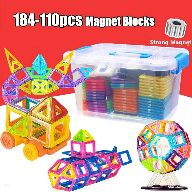 

110-184pcs Mini Size Magnetic Constructor Designer Set Magnet Building Blocks Educational Magnet Toys for Children Gifts