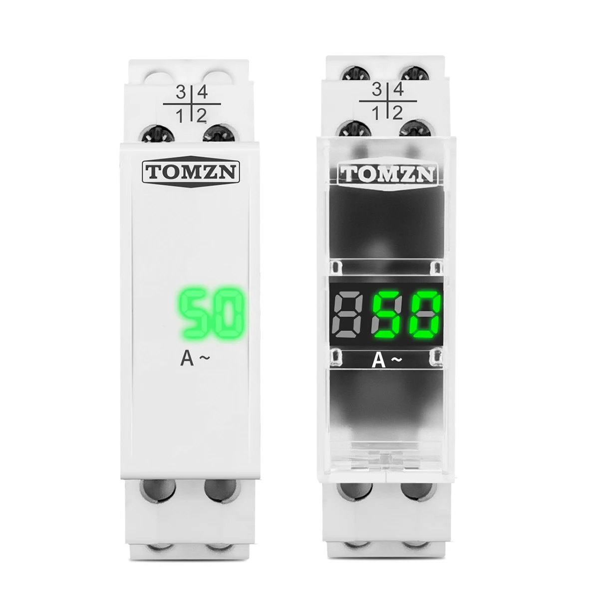 Din Rail Single Phase ampere Meter Ac 40-500V Mini Modular ammeter Gauge Indicator LED Digital Display 110V 230V TOMZN