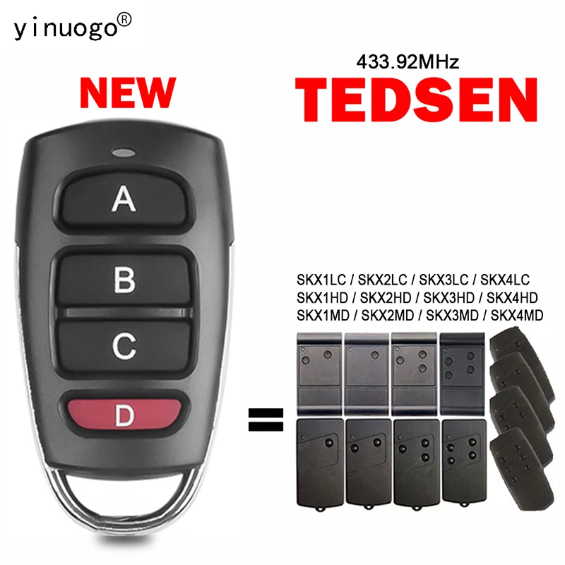 TEDSEN Compatible With ELKA SKX1LC SKX2LC SKX3LC SKX4LC Garage Door Remotes SLX1MD SLX2MD SLX3MD SLX4MD 433.92MHz Fixed Code