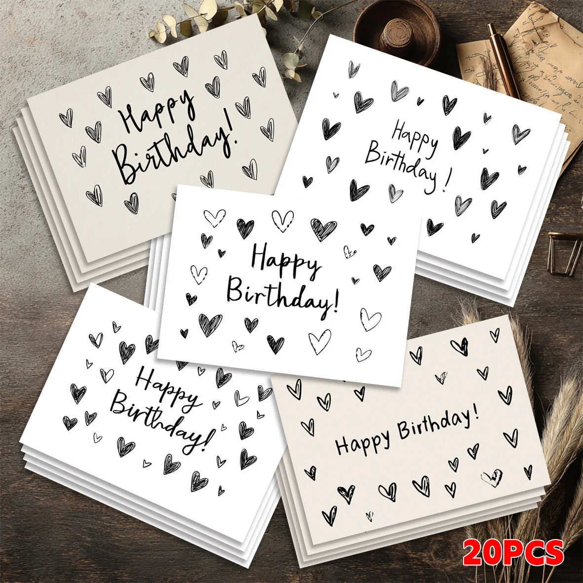 20PCS Simple Love Festival Postcards, Suitable for Holiday Greetings, Collections, Confessions, and Birthday Gift Cards