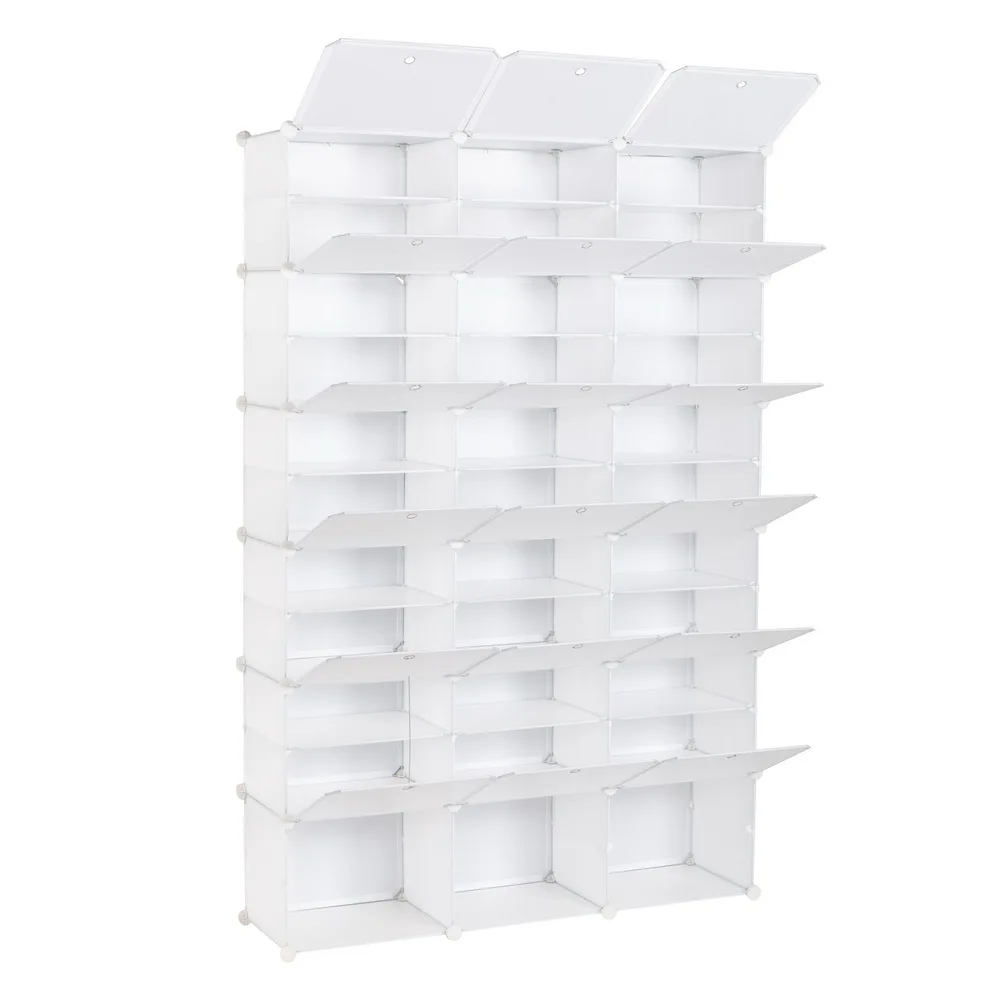 12-Tier Portable 72 Pair Shoe Rack Organizer 36 Grids Tower Shelf Storage Cabinet Stand Expandable for Heels, Boots, Slippers, W