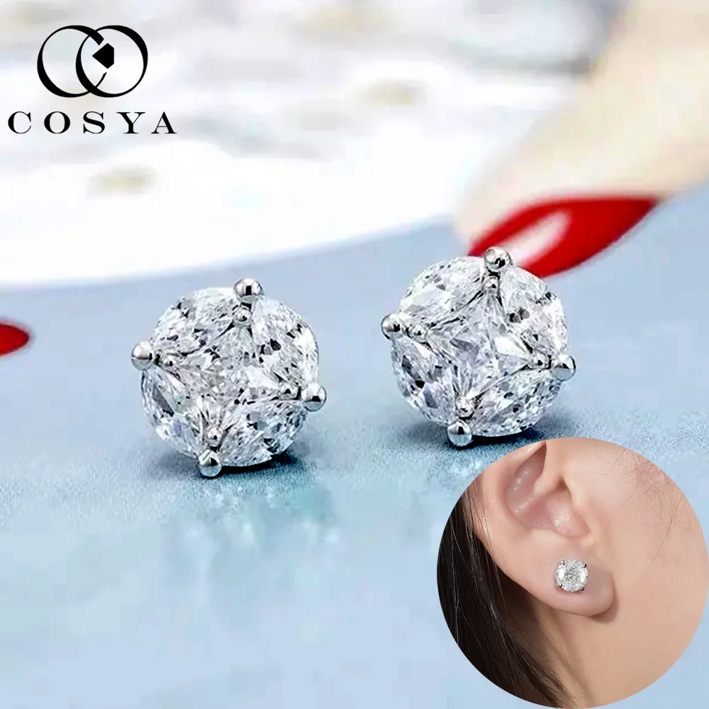 

Серьги COSYA с муассанитом, стерлинговое серебро S925 D VVS1, серьги-гвоздики с бриллиантами в форме маркизы принцессы для женщин, ювелирные изделия