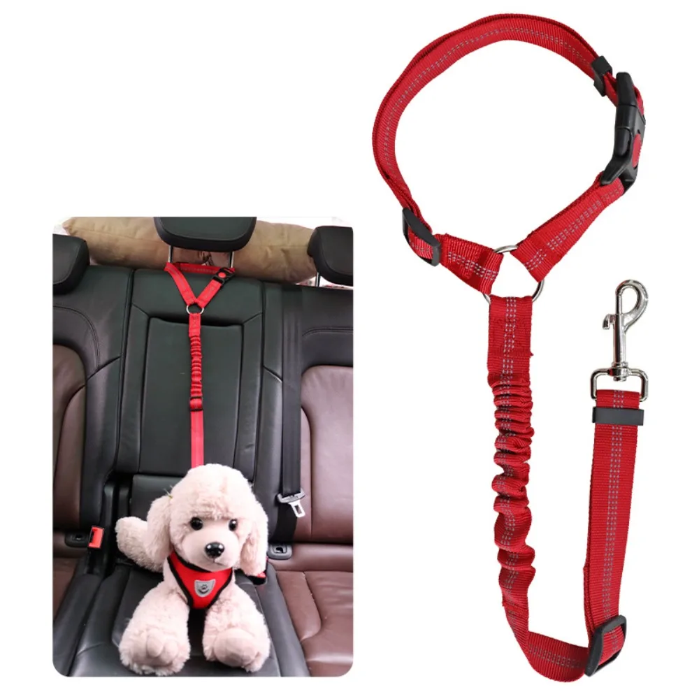 Dog Seat Belt Vehicle Harnesses 2 Piece Set Retractable Dog Car Seatbelts  Heavy Duty Elastic Adjustable Car Harness for Dogs