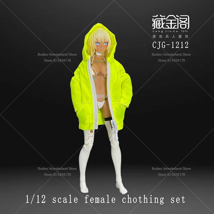 

In Stock 1/12 Scale Female Soldier Hooded Zipper Trendy Jacket Model Clothes For 6Inch TBL Action Figure Doll