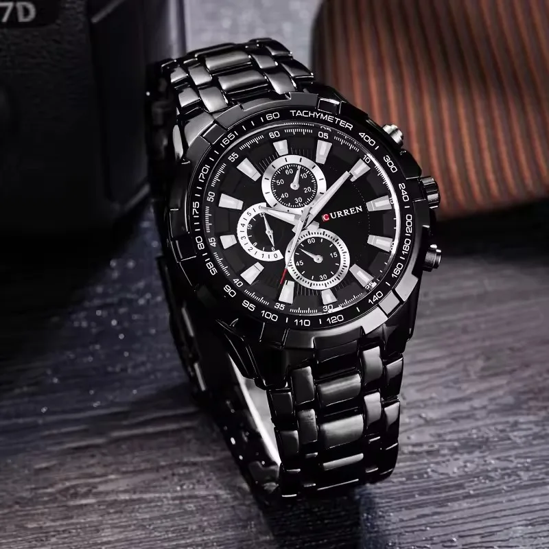 CURREN Fashion Large Dial Leisure Business Watch Men's Quartz Waterproof Wristwatch Quartz Male Clock