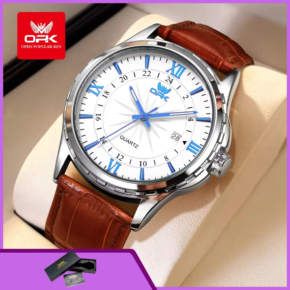 Leather Watch Band Men - Часы OPK 6003 для мужчин, кожаный