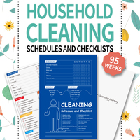 Cleaning Schedule, Household Chores List, Daily and Weekly Cleaning Checklist, Home and Office Supplies, 95 Weeks Usable