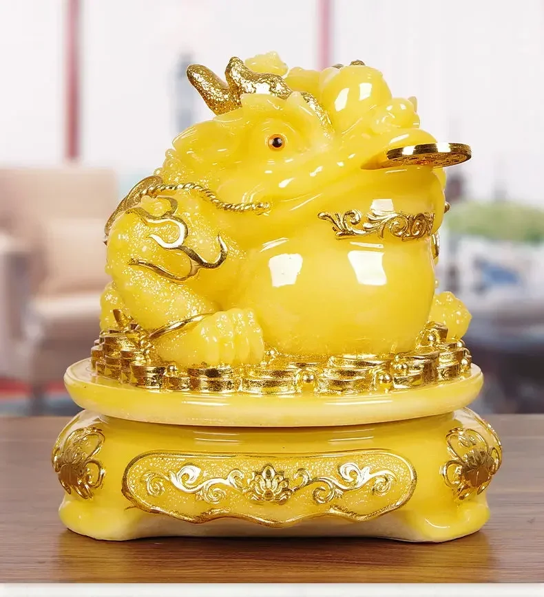 Feng Shui Fortune Golden animal Toad Ornament Three-legged Cicada Shop Office Gift Living Room