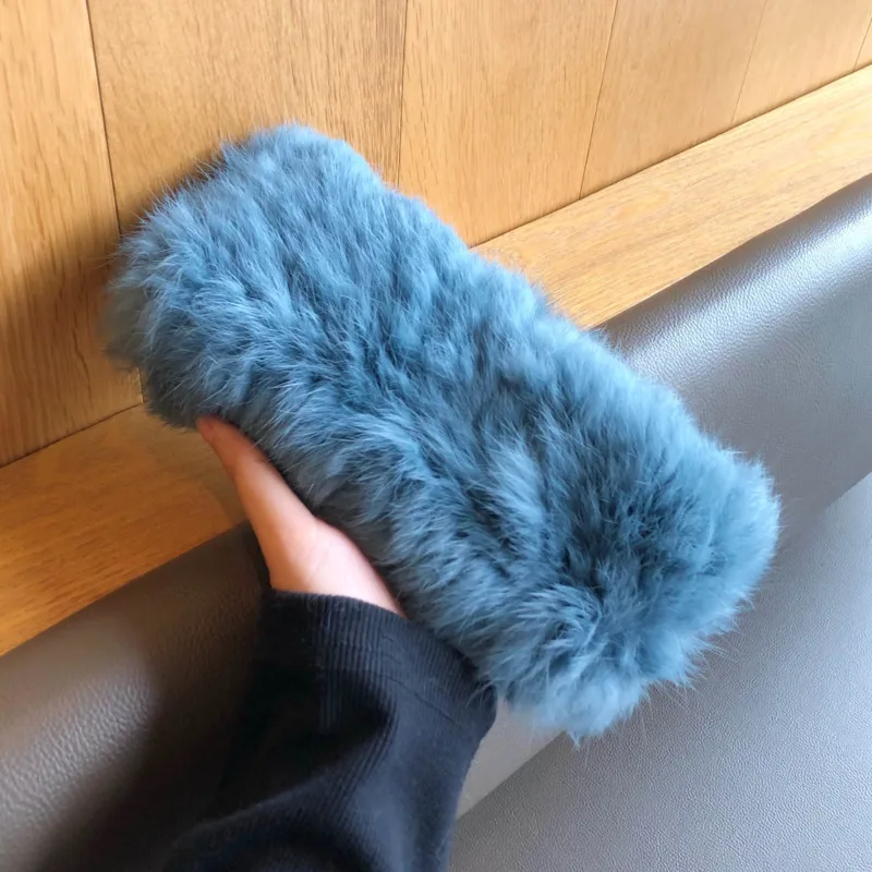 Real Rex Rabbit Fur Headband Women\'s Hand-Knitted Fur Scarf Natural Fur Ring Cowl Snood Scarves Winter Female Fashion Head Cover