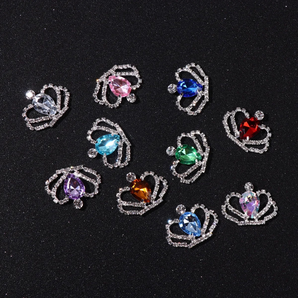 

10 шт. украшений в виде короны, аксессуары из сплава со стразами, креативный декор для рукоделия, кристаллы для женщин, для свадеб и вечеринок