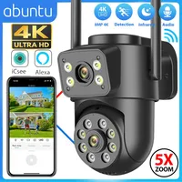 Wifi Camera Outdoor 8MP 4K Dual Lens Dual Screens Black Surveillance Camera Night Vision Human Detection Security Camera ICsee