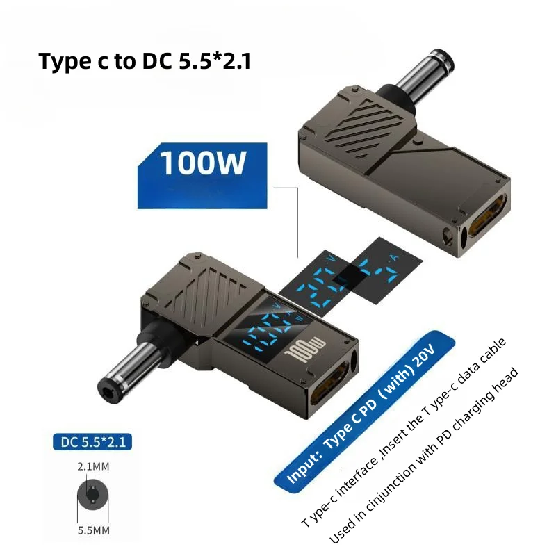 PD100W Typ-C zu DC Stecker Konverter USB C zu Laptop Lade Adapter Power Ladegerät Anschluss Spitze für Lenovo Asus HP Dell Samsung