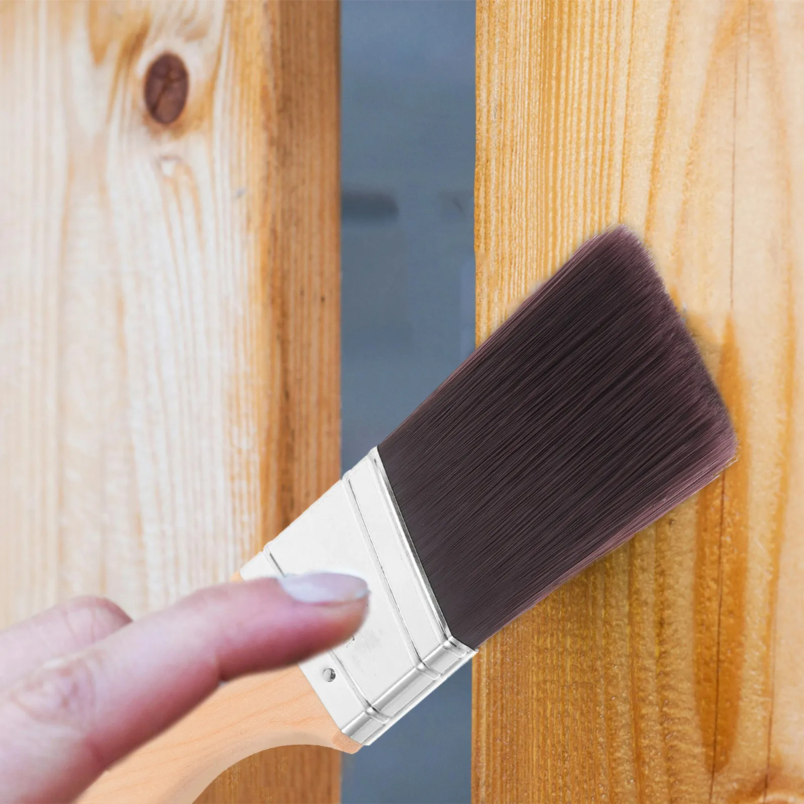 3Pcs Wood Handle Angled Paint Brushes Oil Paint Brush Industrial Painting Brush Ergonomic Portable Multi-Use Wall Corner Tool
