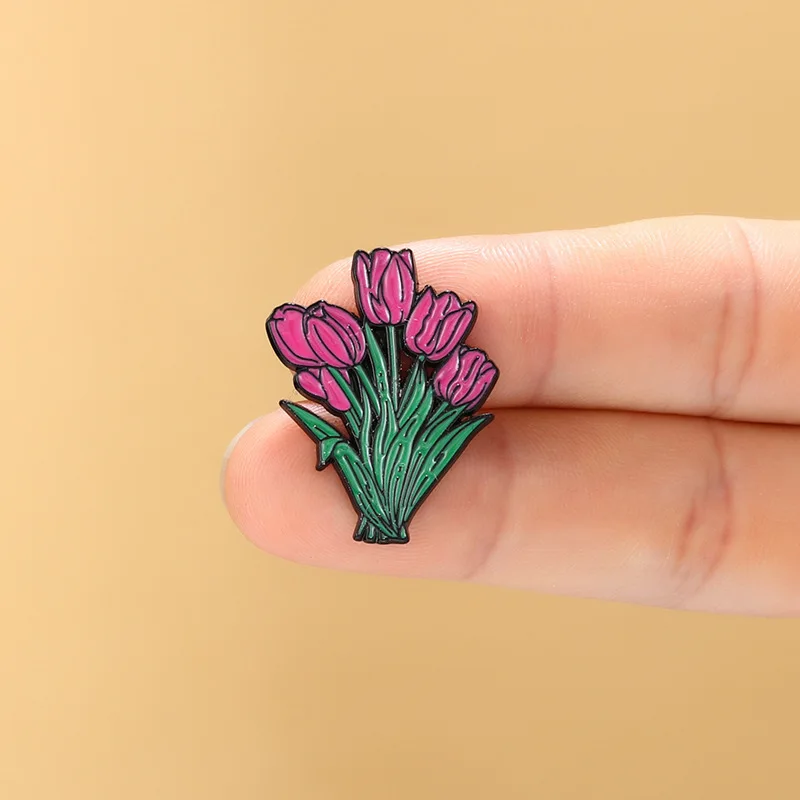 Cute Flower Brooch Pins,Metal Plant Badge Gift for Women, Botanical Themed Lapel Pin Collection for Jacket Hat Bag Decoration