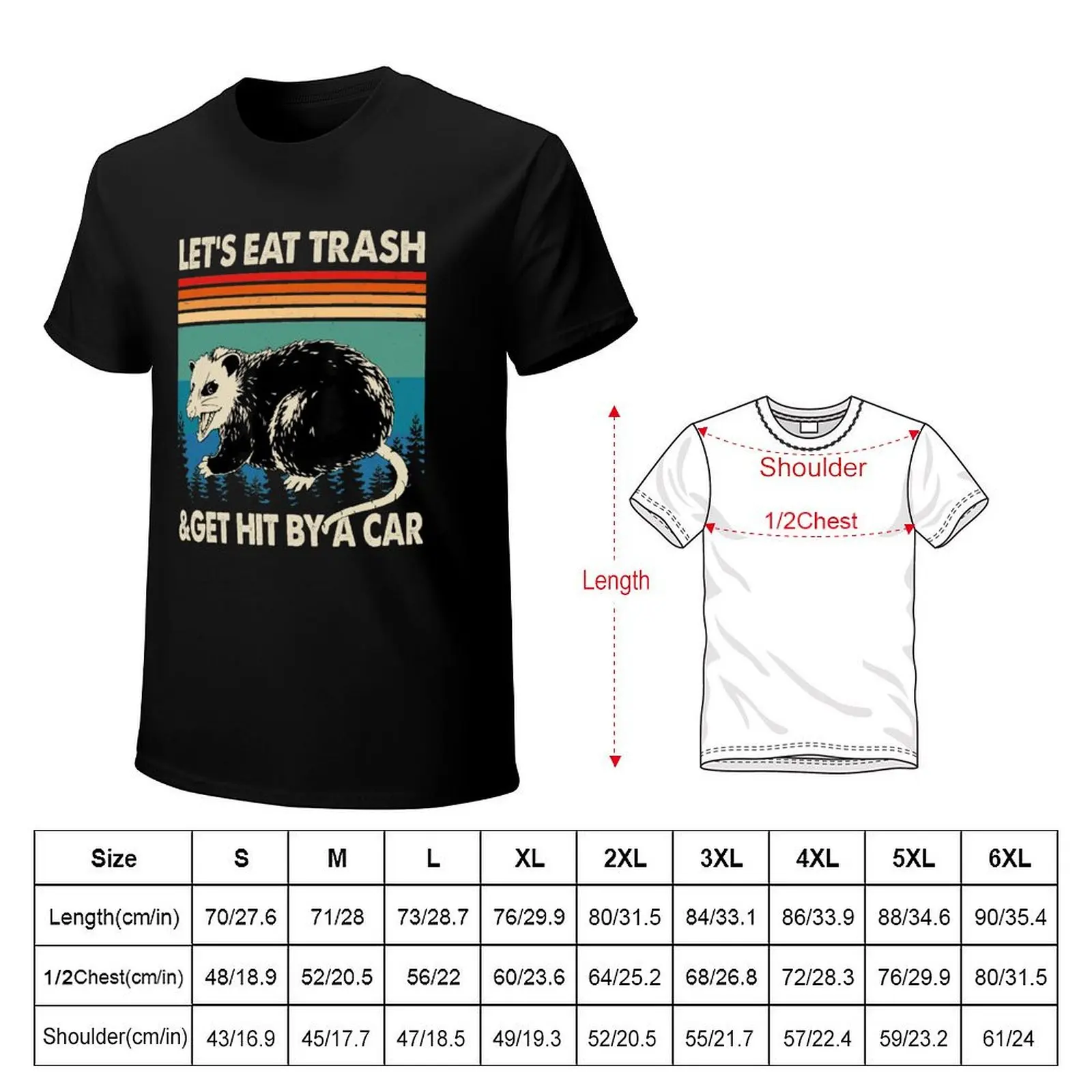 Opossum Let's Eat Trash & Get Hit By Car Vintage T-Shirt anime stuff vintage graphic tee summer top oversized t shirts for men