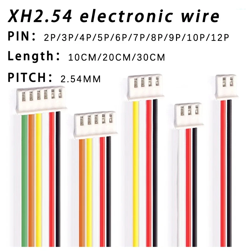 

10PCS JST XH2.54 MX 2.54mm Wire Cable Connector 2/3/4/5/6/7/8/9/10/12 Pin 2.54MM Pitch Plug 10CM/20cm/30CM Wire Length 26AWG