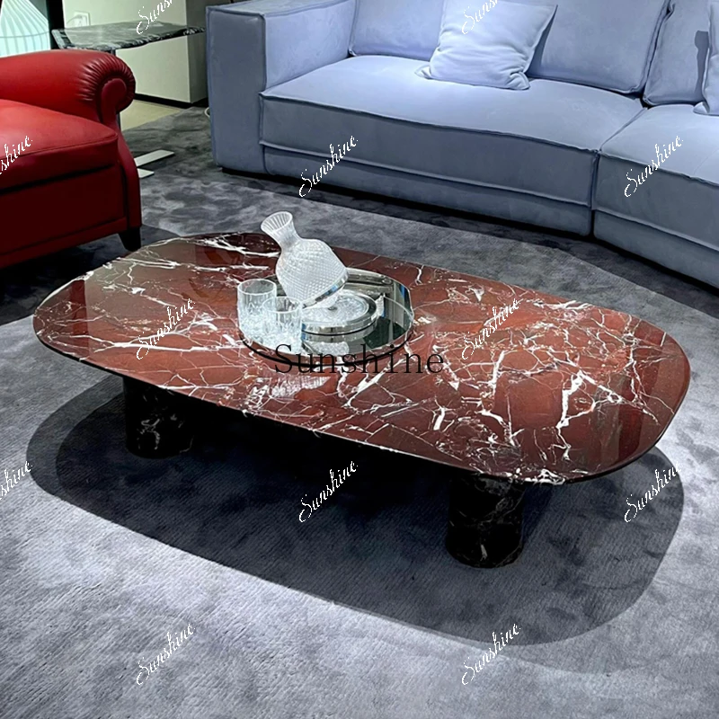 

Natural purple red marble simple modern living room home design creative coffee table