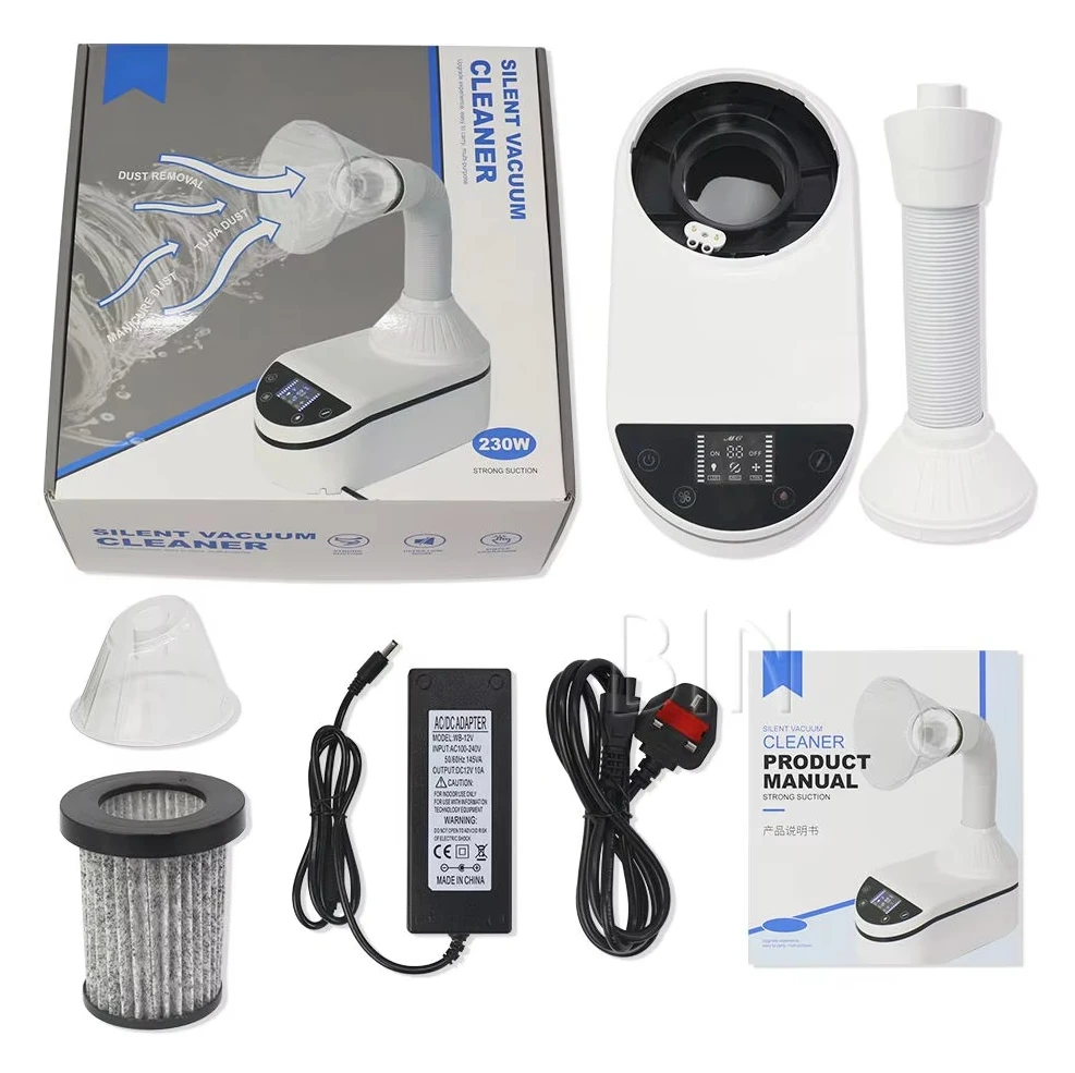 

Powerful 230W Nail Dust Collector Professional Desktop Vacuum Collector with Nail Drill Pen for Nails Polishing Manicure Salon