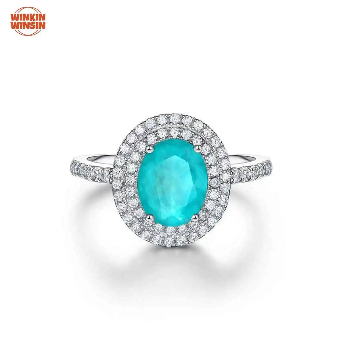 

Winkin Winsin 3 Carat Pigeon Egg Paraiba BlueLab Grown Gemstones Ring S925 925 Sterling Silver Women Diamond Ring Jewelry