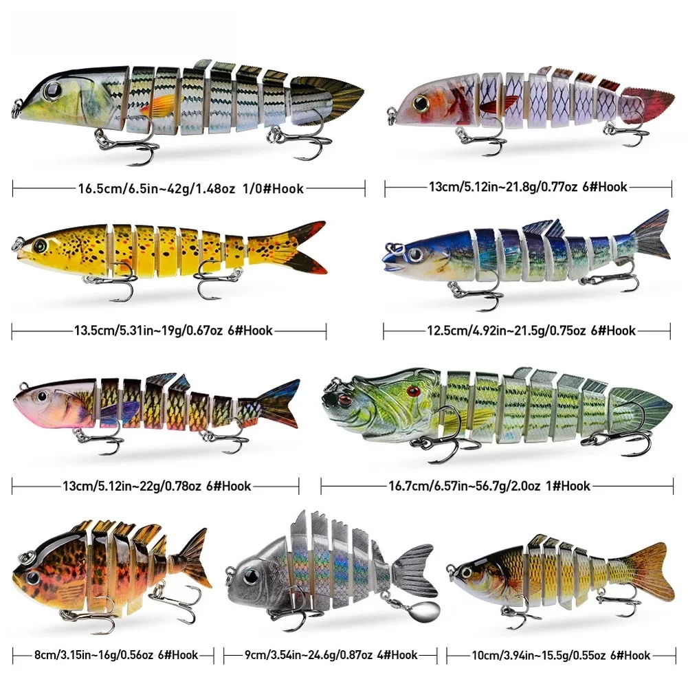 9PCS Multi Segment Multi Jointed Fishing Lure Sinking Swimbait Artificial Wobblers Crankbait Hard Bait Fishing Lure Pesca Tackle