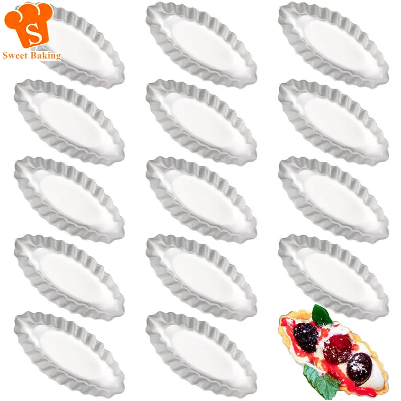 5/10/15pcs Mini Cake Tart Mold Aluminum Boat Shape Mousse Dessert Cupcake Pudding Mould for Kitchen Pastry Baking Accessories