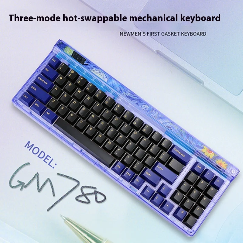 

Newmen Gm780 Mechanical Keyboard Wireless Three Mode Gasket Rgb Hot-Swap 78keys Customized E-Sport Gaming Lucency Accessories