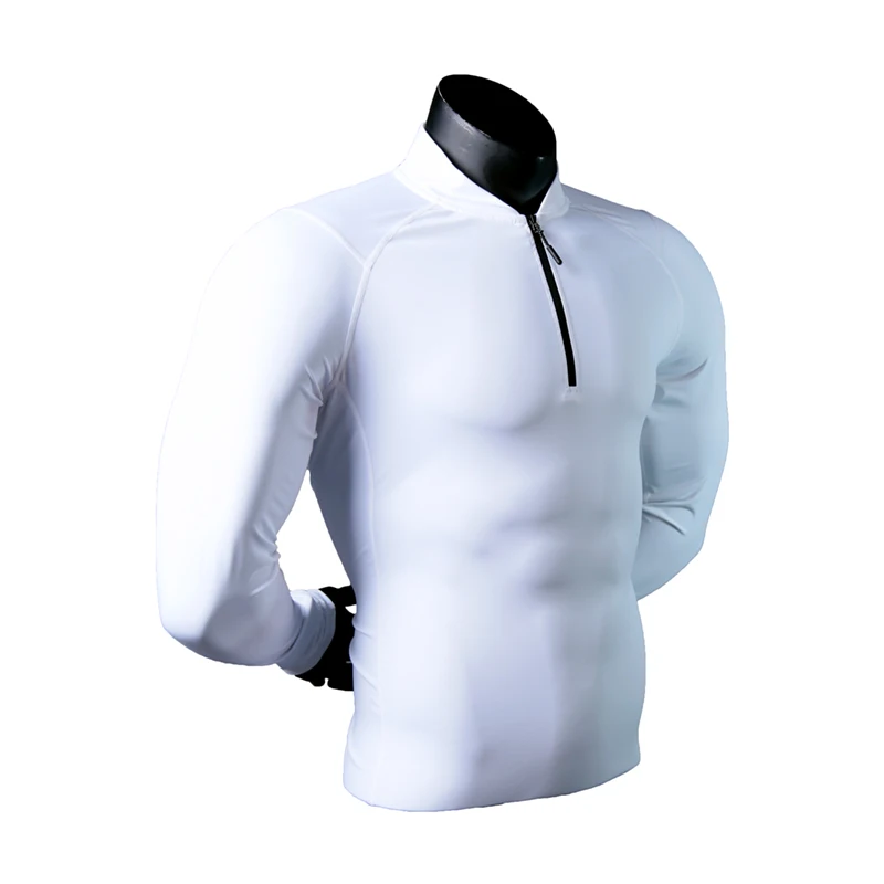 Quick Dry Running Shirt Men Bodybuilding Sport T-shirt Long Sleeve Compression Gym Fitness Tight Zipper Collar Autumn Winter