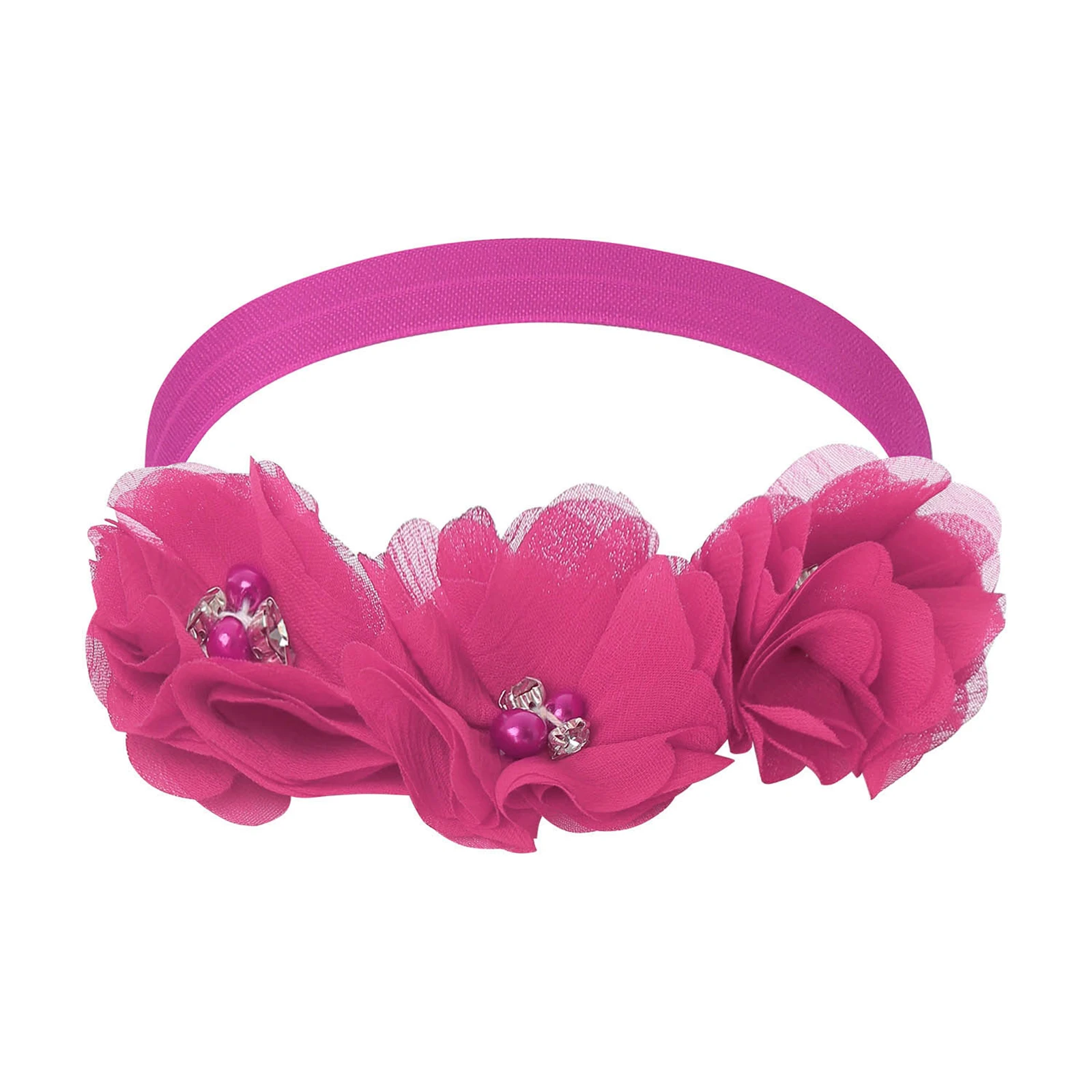 Baby Girls Cute Flower Headband Photography Prop Soft Nylon Elastic Hair Band Headwear for Daily Baptism Birthday Wedding Party