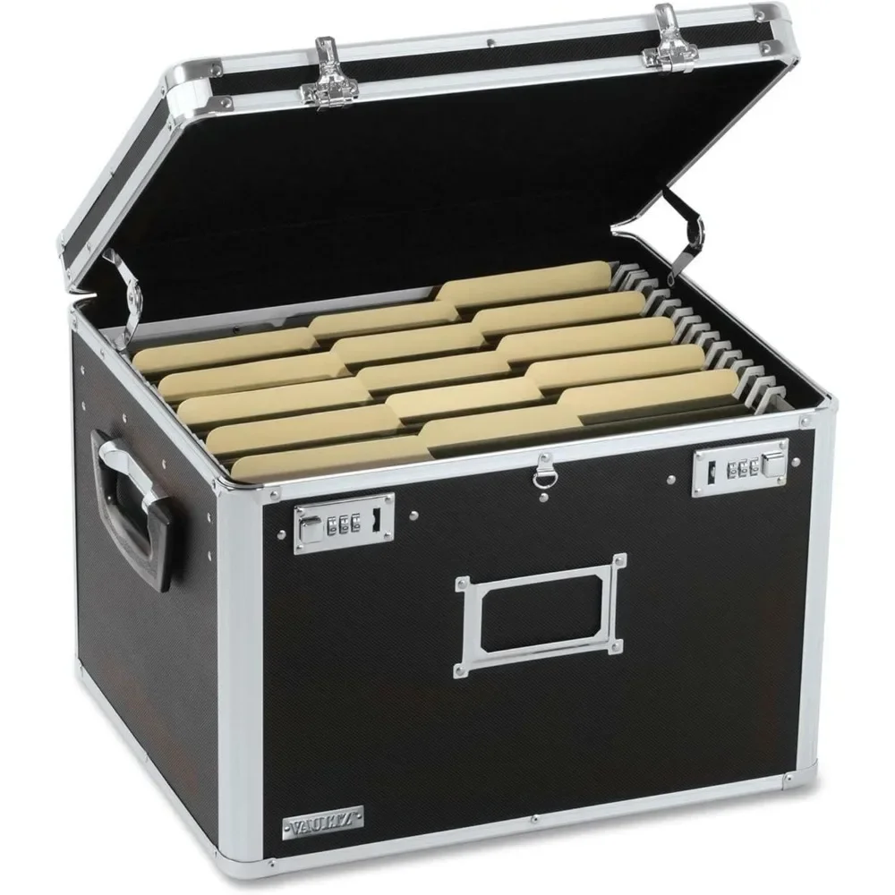 new Portable File Box - 17.5 x 14 x 12.5 Inch Legal/Letter Size Storage Box with Dual-Combination Locking for Document Filing