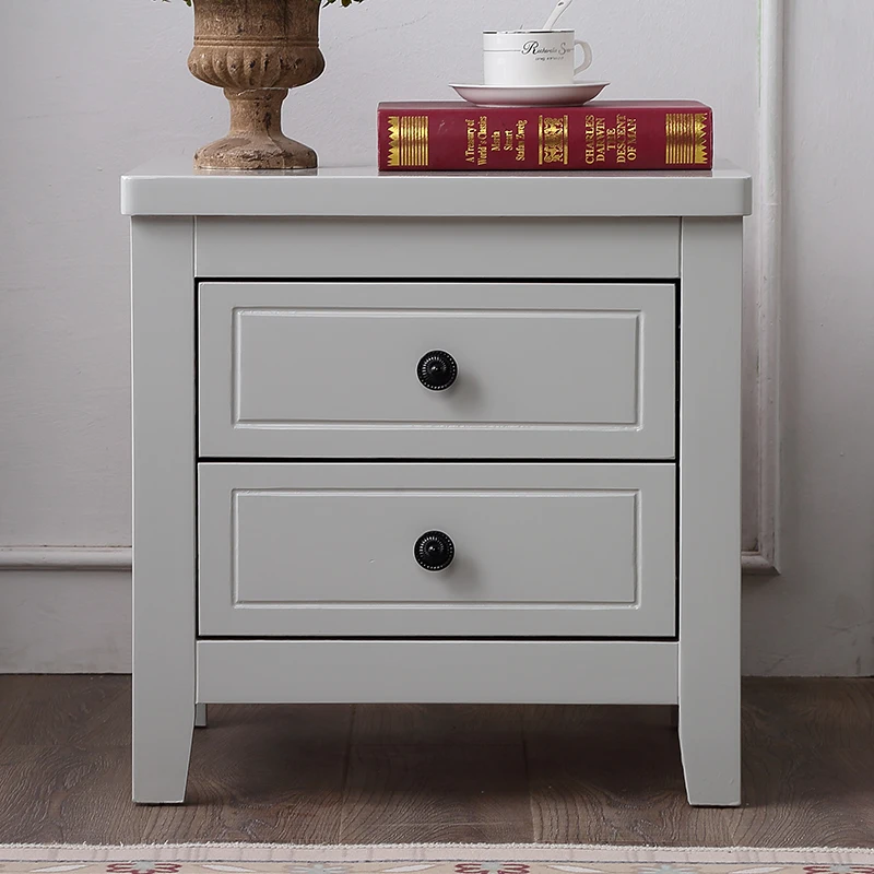 Fully equipped Chinese solid wood bedside table, simple modern dormitory storage locker, home bedroom walnut