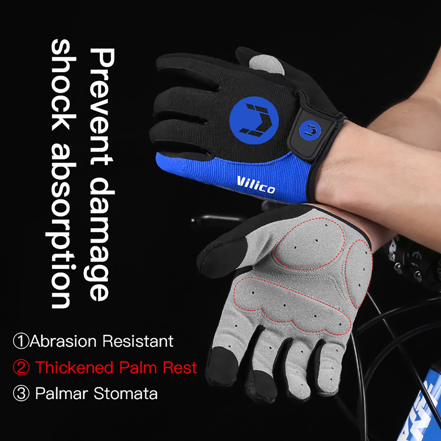 Guanti da ciclismo antiscivolo con dita intere guanti da bicicletta per bici MTB Pad uomo donna guanti sportivi antiurto traspiranti