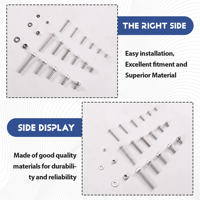 

Exquisite-1080Pcs M2 M3 Stainless Steel Hex Socket Head Cap Screws Bolts Nuts Washers Kit - 304 Grade