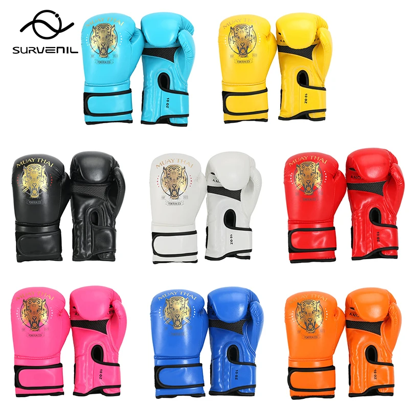 

Muay Thai Sparring Gloves Premium PU Kick Boxing Gloves Karate Kickboxing Sandbag MMA Punching Gloves Men Women Kids 10 12 14 OZ