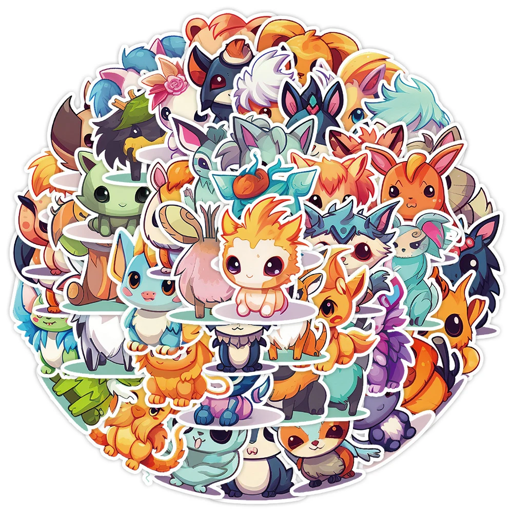 

10/30/50pcs Cute Cartoon Fantasy Creature Stickers for Kids Kawaii Decorative Laptop Luggage Phone Waterproof DIY Decals Toys