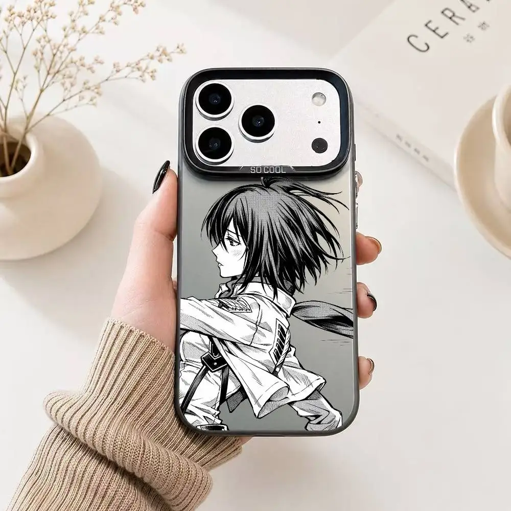 Mikasa Ackerman Attack on Titan  Phone Case For iPhone 17,16,15,14,13,12,11 Plus,Pro Max,XS,Colorful Silver Black Cover