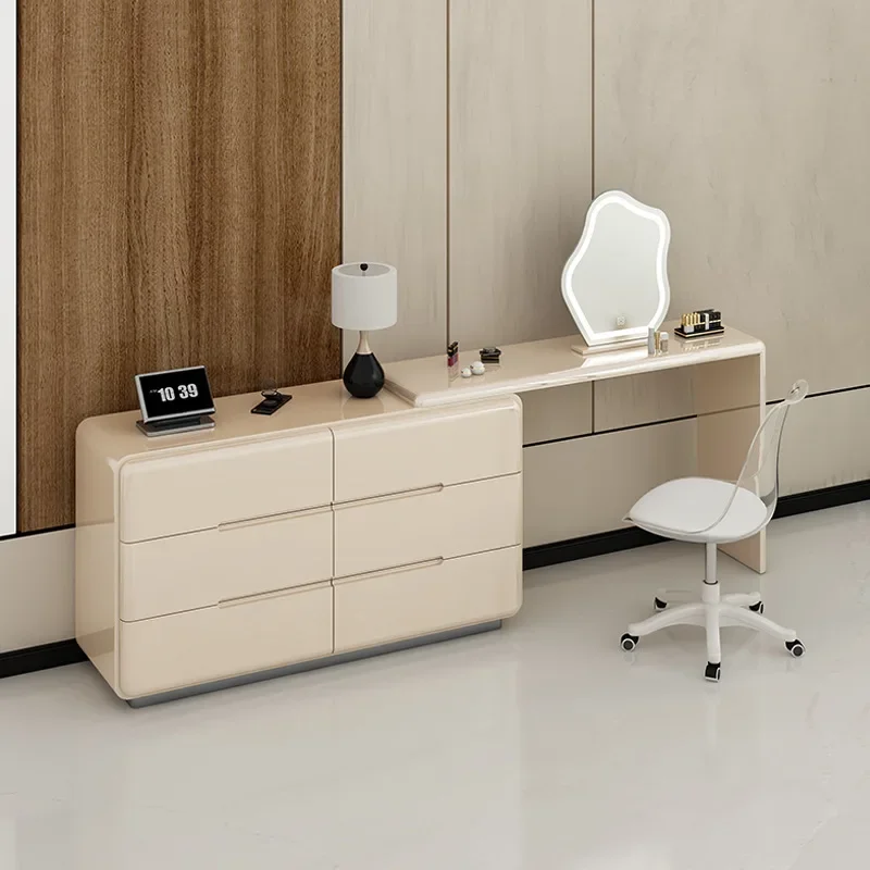 Cream wind dresser bedroom end of bed corner chest retractable integrated makeup table