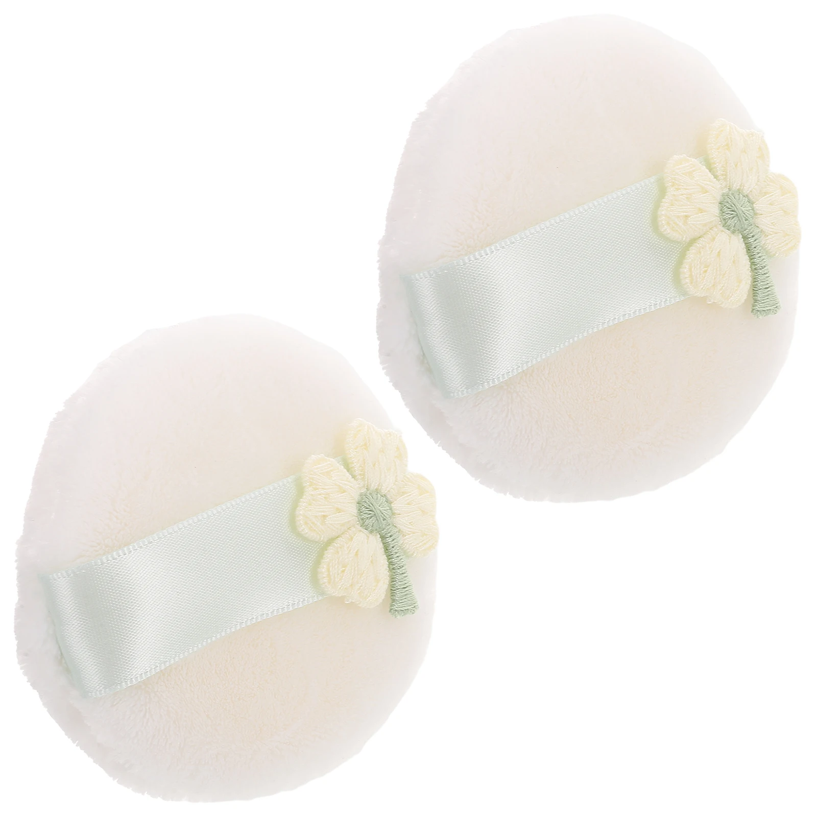 

2Pcs Four Leaf Clover Velvet Puff 75x20mm Large Soft Powder for Face Body Makeup Tools Easy Clean