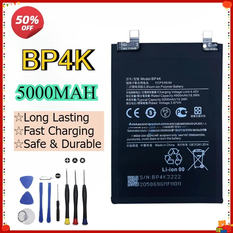 NEW BP4K 5000mAh High-Capacity Phone Battery for Xiaomi Poco X5 Pro 5G for REDMI Note 12 Pro Poco F5 Note 12 Turbo